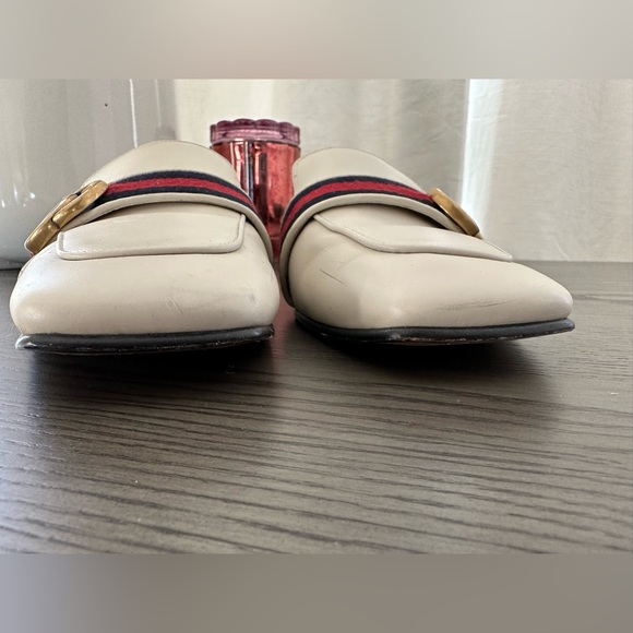 Gucci Off White GG Twins Web Leather Slide Mules - Picture 5 of 5